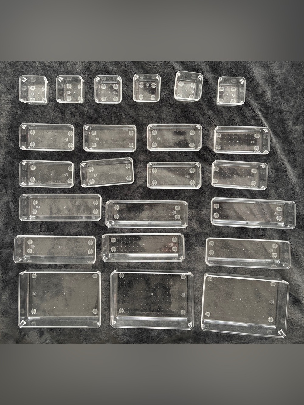 Amazon Clear Plastic Drawer Organizer Trays - 23 (NON SLIP STICKERS ATTACHED)